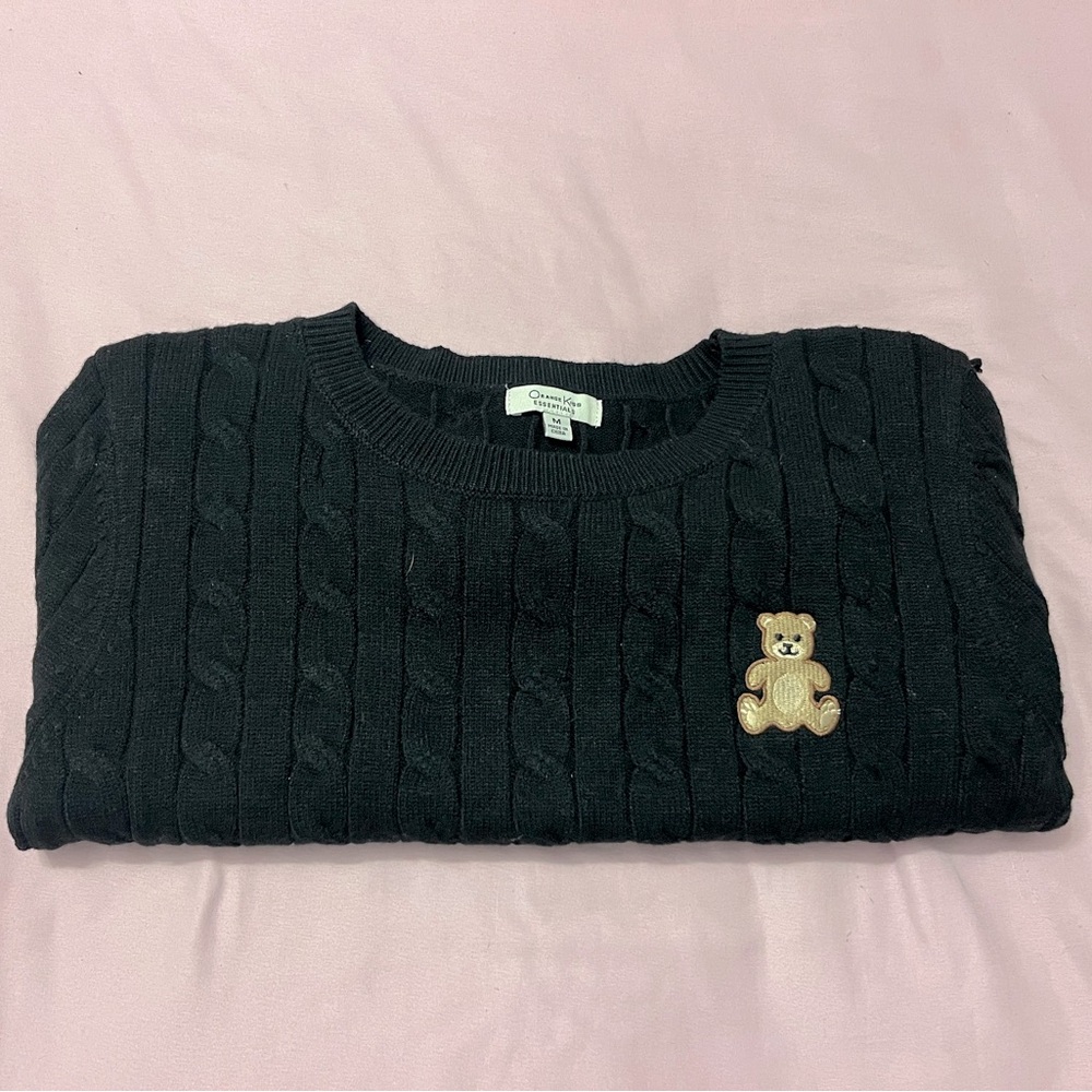 Cute Black Top With Teddy Bear Patch 🧸🖤
